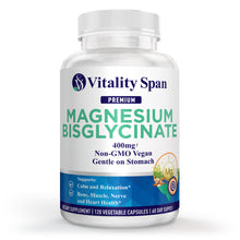 Load image into Gallery viewer, NEW! Magnesium Glycinate 400mg, 120 vegetable capsules, Made in USA