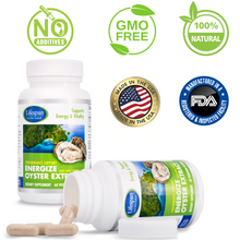 Load image into Gallery viewer, Energize Oyster Extract, Increasing Stamina, Highly Concentrated Zinc Supplement for Men & Women, 500 mg, 60 Vegetarian Capsules, Non-GMO, Made in USA.