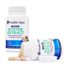 Load image into Gallery viewer, Vitality Span Oyster Extract - Highly Concentrated ZINC Supplement for Men & Women – Supports Energy, Stamina and Libido; 500 mg, 60 Vegetable Capsules, Made in USA