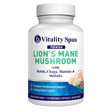 Load image into Gallery viewer, *LIMTED quantity* Lions Mane Complex - Nootropic Brain Support &amp; Immunity Boost - Pure Fruiting Body Extracts, 120 Vegetable capsules, Mande in USA.
