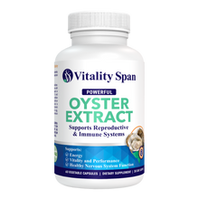 Load image into Gallery viewer, Vitality Span Pure Oyster Extract - Highly Concentrated ZINC Supplement for Men &amp; Women – Supports Energy, Stamina and Libido;  500 mg, 60 Vegetable Capsules, Made in USA
