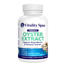 Load image into Gallery viewer, Vitality Span Oyster Extract - Highly Concentrated ZINC Supplement for Men &amp; Women – Supports Energy, Stamina and Libido;  500 mg, 60 Vegetable Capsules, Made in USA
